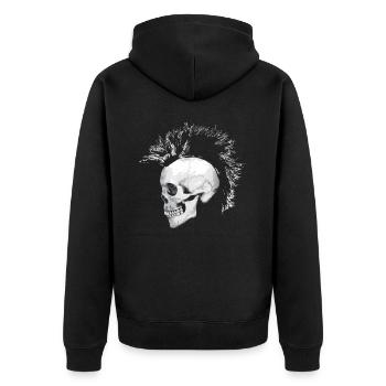 punk skull - Unisex Premium Bio Zip Hoodie - Schwarz - Hinten - Nico (187cm)