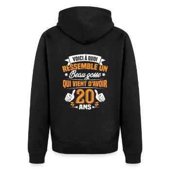 Voici à Quoi Ressemble Un Beau Gosse 20 ans Cadeau - Veste à capuche bio Premium Unisexe - noir - Dos - Nico (187cm)