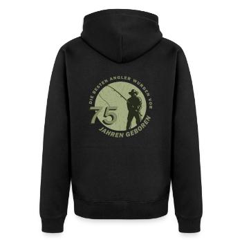 Geburtstag Angler 75 Jahre Echte Männer Angeln - Unisex Premium Bio Zip Hoodie - Schwarz - Hinten - Nico (187cm)
