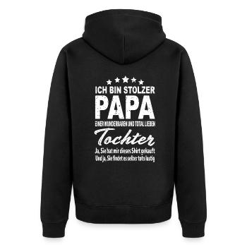 Stiefvater Bonuspapa Stolzer Stiefpapa - Unisex Premium Bio Zip Hoodie - Schwarz - Hinten - Nico (187cm)