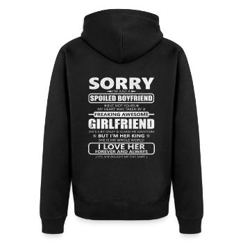 Ich Bin Nur Eine Verwöhnte Freundin Freund - Unisex Premium Bio Zip Hoodie - Schwarz - Hinten - Nico (187cm)