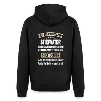 Toller Stiefvater Bonuspapa Stolzer Stiefpapa - Unisex Premium Bio Zip Hoodie - Schwarz - Hinten - Nico (187cm)
