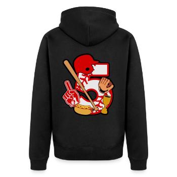 Fête du 5e anniversaire de baseball Numéro 5 - 5 ans - Veste à capuche bio Premium Unisexe - noir - Dos - Nico (187cm)