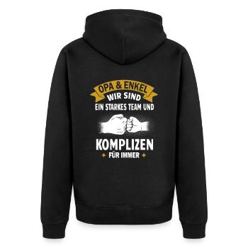 Opa Enkel Enkelkinder Enkelin Komplizen Opi Sohn - Unisex Premium Bio Zip Hoodie - Schwarz - Hinten - Nico (187cm)