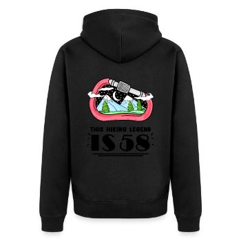 58. Geburtstag Wanderer 58 Jahre alt Berg Wandern - Unisex Premium Bio Zip Hoodie - Schwarz - Hinten - Nico (187cm)