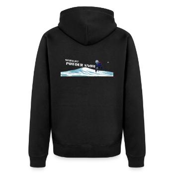 Skifahren, Skitour, Ski, Backcountry Ski - Unisex Premium Bio Zip Hoodie - Schwarz - Hinten - Nico (187cm)