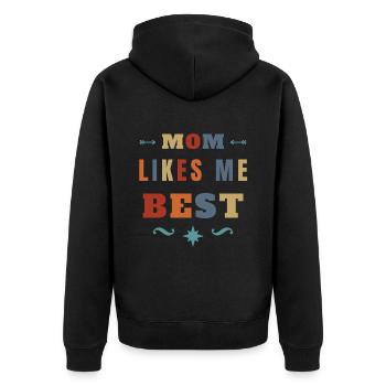 Mom Likes ME Best Funny Sibling Rivalry - Unisex Premium Organic Zip Hoodie - black - Back - Nico (187cm)
