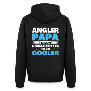 Angler Papa wie ein normaler nur viel cooler - Unisex Premium Bio Zip Hoodie - Schwarz - Hinten - Nico (187cm)