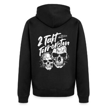 2 Stroke Terrorists - Moped Driver Skulls - Unisex Premium Organic Zip Hoodie - black - Back - Nico (187cm)