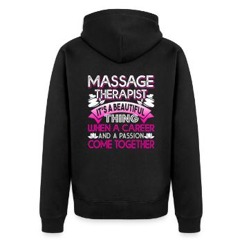 Massage Therapist Massage Therapist Jobs - Unisex Premium Organic Zip Hoodie - black - Back - Nico (187cm)
