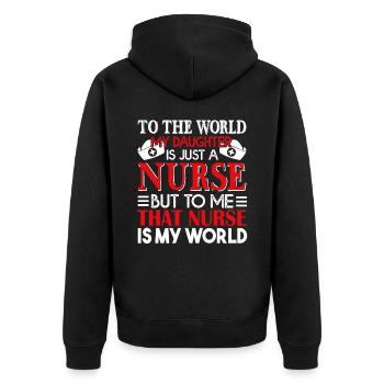 Nurse Nurse Is My World - Unisex Premium Organic Zip Hoodie - black - Back - Nico (187cm)