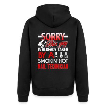 Nail Technician Taken By Nail Tech - Unisex Premium Organic Zip Hoodie - black - Back - Nico (187cm)