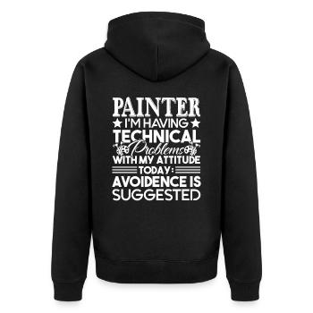 Painter Painter I'm Having Technical Problem - Unisex Premium Organic Zip Hoodie - black - Back - Nico (187cm)
