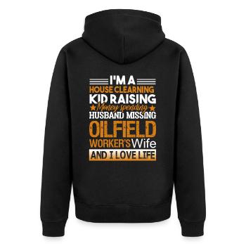 Oilfield Oilfield Wife And I Love My Life - Unisex Premium Organic Zip Hoodie - black - Back - Nico (187cm)