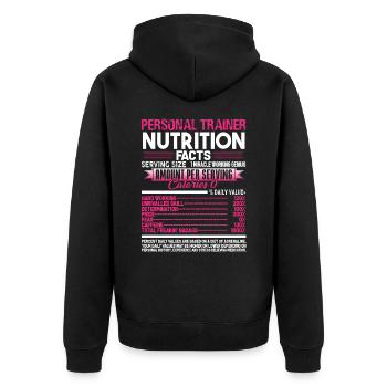 Personal Trainer Personal Trainer Nutrition Facts - Unisex Premium Organic Zip Hoodie - black - Back - Nico (187cm)