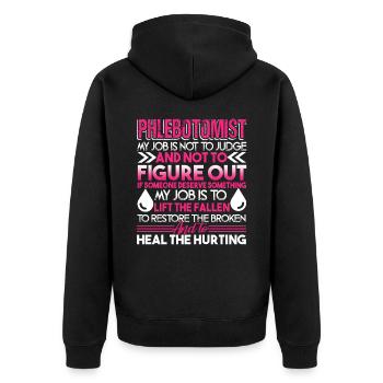 Phlebotomist Phlebotomist My Job - Unisex Premium Organic Zip Hoodie - black - Back - Nico (187cm)