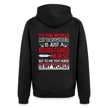 Registered Nurse Registered Nurse Is My World - Unisex Premium Organic Zip Hoodie - black - Back - Nico (187cm)