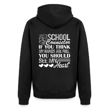 School Counselor School Counselor Full Heart - Unisex Premium Organic Zip Hoodie - black - Back - Nico (187cm)