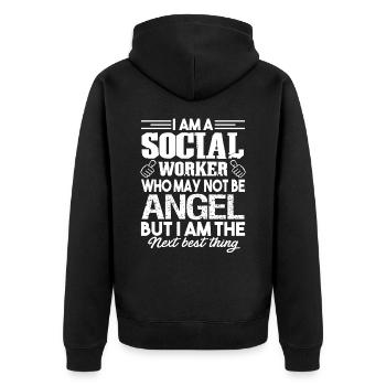 Social Worker Social Worker Angel - Unisex Premium Organic Zip Hoodie - black - Back - Nico (187cm)