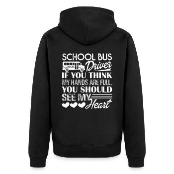 School Bus Driver School Bus Driver Full Heart - Unisex Premium Organic Zip Hoodie - black - Back - Nico (187cm)
