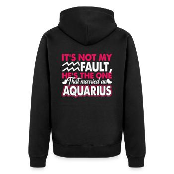 Aquarius Married A Aquarius Horoscope - Unisex Premium Organic Zip Hoodie - black - Back - Nico (187cm)