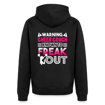 Cheerleading Cheer Coach Known To Freak Out - Unisex Premium Organic Zip Hoodie - black - Back - Nico (187cm)