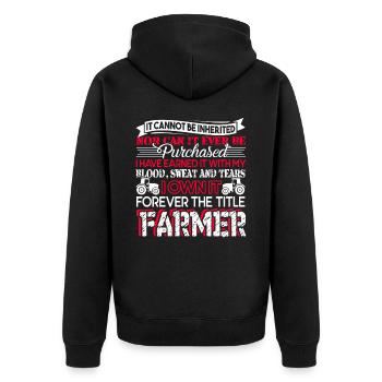 Farmer Forever The Title Farmer - Unisex Premium Organic Zip Hoodie - black - Back - Nico (187cm)