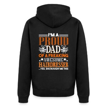 Hairdresser Proud Dad Of Awesome Hairdresser - Unisex Premium Organic Zip Hoodie - black - Back - Nico (187cm)