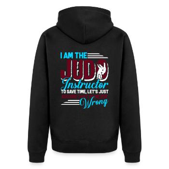 Judo I Am The Judo Instructor - Unisex Premium Organic Zip Hoodie - black - Back - Nico (187cm)