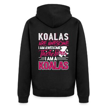 Koala Koalas Are Awesome - Unisex Premium Organic Zip Hoodie - black - Back - Nico (187cm)
