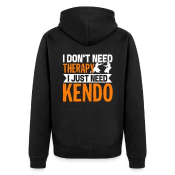 Kendo I Just Need Kendo - Unisex Premium Organic Zip Hoodie - black - Back - Nico (187cm)