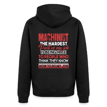 Machinist Machinist The Hardest Part Of My Job - Unisex Premium Organic Zip Hoodie - black - Back - Nico (187cm)