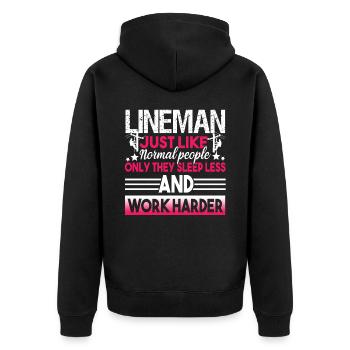 Lineman Lineman Sleep Less And Work Harder - Unisex Premium Organic Zip Hoodie - black - Back - Nico (187cm)