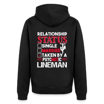 Lineman Lineman Relationship Status - Unisex Premium Organic Zip Hoodie - black - Back - Nico (187cm)