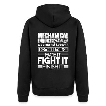 Mechanical Engineer Solves Problem - Unisex Premium Organic Zip Hoodie - black - Back - Nico (187cm)