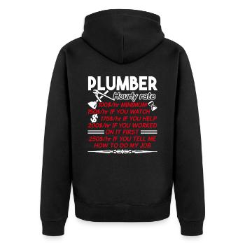 Plumber Plumber Hourly Rate - Unisex Premium Organic Zip Hoodie - black - Back - Nico (187cm)