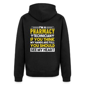 Pharmacy Technician Pharmacy Technician Full Heart - Unisex Premium Organic Zip Hoodie - black - Back - Nico (187cm)