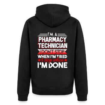Pharmacy Technician I'm Stop When I'm Done - Unisex Premium Organic Zip Hoodie - black - Back - Nico (187cm)