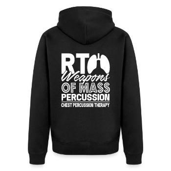 Respiratory Therapist Weapons Of Mass Percussion - Unisex Premium Organic Zip Hoodie - black - Back - Nico (187cm)