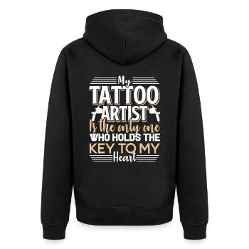 Tattoo Artist Tattoo Artist Holds Key To My Heart - Unisex Premium Organic Zip Hoodie - black - Back - Nico (187cm)