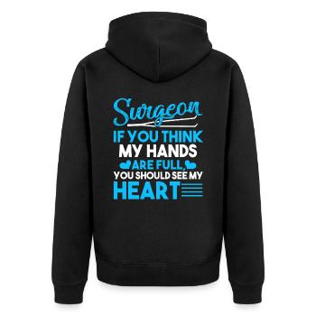 Surgeon Surgeon Full Heart - Unisex Premium Organic Zip Hoodie - black - Back - Nico (187cm)