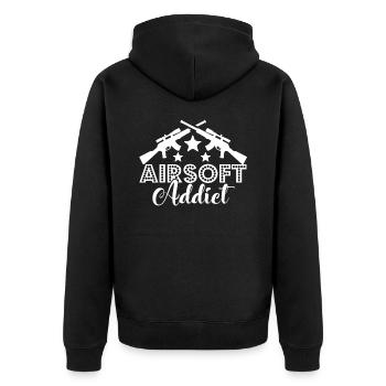Airsoft Airsoft Addict - Unisex Premium Organic Zip Hoodie - black - Back - Nico (187cm)