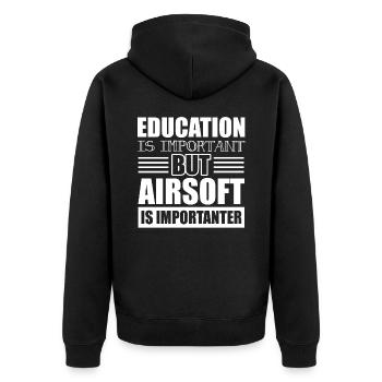 Airsoft Airsoft Is Importanter - Unisex Premium Organic Zip Hoodie - black - Back - Nico (187cm)