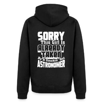 Astronomer Taken By Smokin Hot Astronomer - Unisex Premium Organic Zip Hoodie - black - Back - Nico (187cm)