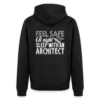 Architect Sleep With An Architect - Unisex Premium Organic Zip Hoodie - black - Back - Nico (187cm)