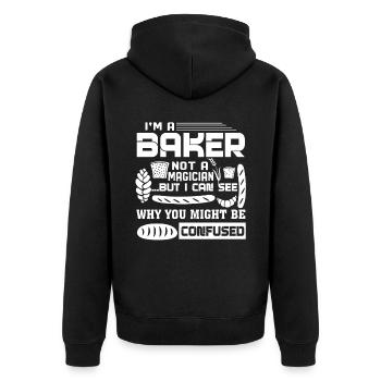 Baker I'm A Baker Not A Magician - Unisex Premium Organic Zip Hoodie - black - Back - Nico (187cm)