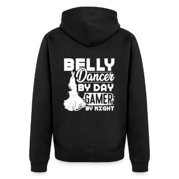 Belly Dance Belly Dancer By Day Gamer By Night - Unisex Premium Organic Zip Hoodie - black - Back - Nico (187cm)