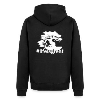 Bonsai Bonsai Life Is Great - Unisex Premium Organic Zip Hoodie - black - Back - Nico (187cm)