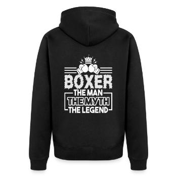 Boxing Boxer The Man The Myth The Legend - Unisex Premium Organic Zip Hoodie - black - Back - Nico (187cm)