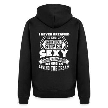 Marrying A Super Sexy Civil Engineer - Unisex Premium Organic Zip Hoodie - black - Back - Nico (187cm)